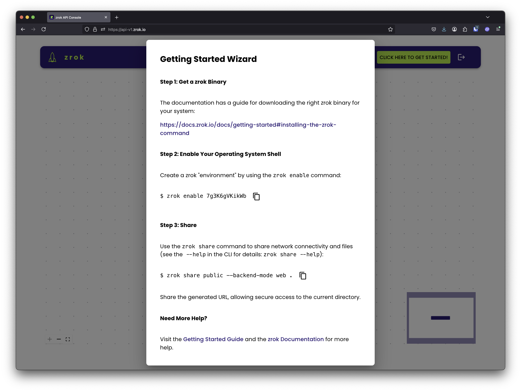 zrok getting started wizard